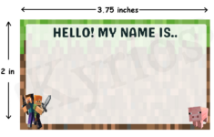 Minecraft Themed Sticker Name Tags For Birthday Parties &amp; Other regarding Printable Minecraft Name Labels