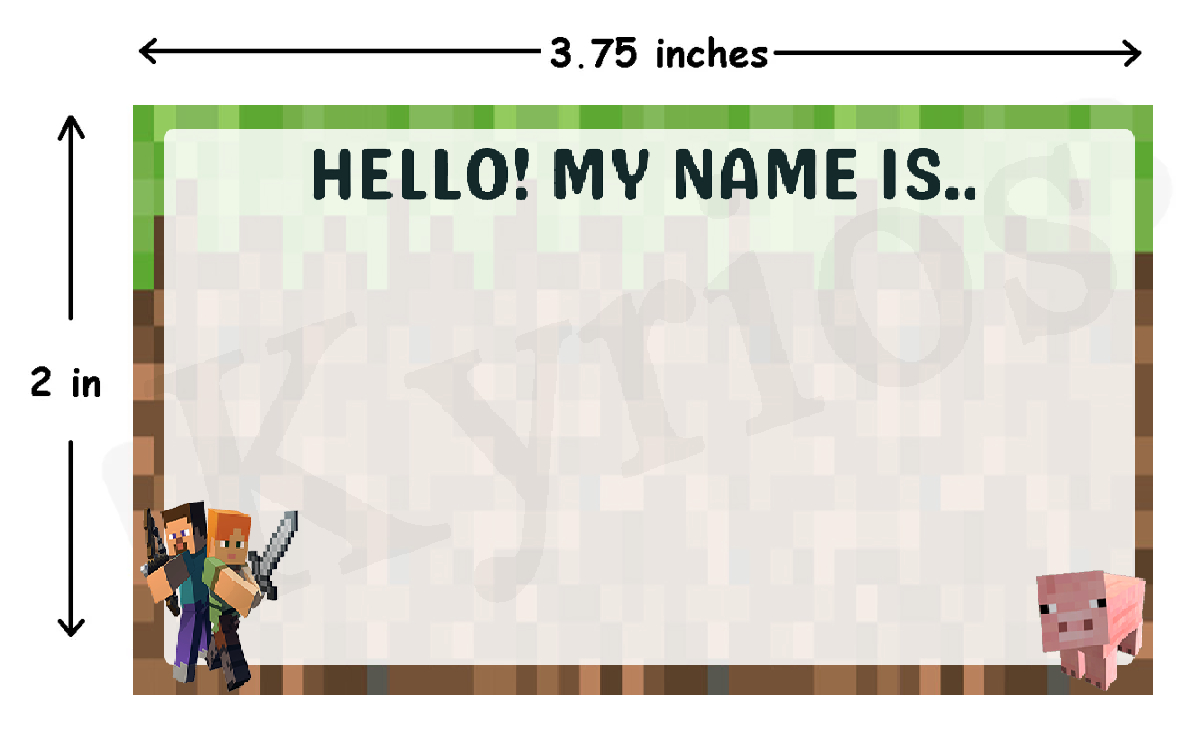 Minecraft Themed Sticker Name Tags For Birthday Parties &amp;amp; Other regarding Printable Minecraft Name Labels