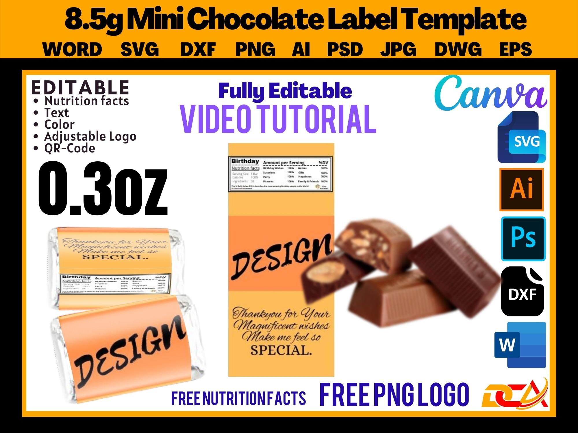 Mini Candy Bar Wrapper Template 0,3Oz, 8,5G , Herchy Mini 0,3 Oz throughout Free Printable Sample Food Label Quiz