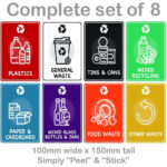 Mixed Set Of Recycling Bin Sign Sticker Labels   Full Set Of 8 With Label For Trash Bins Printable