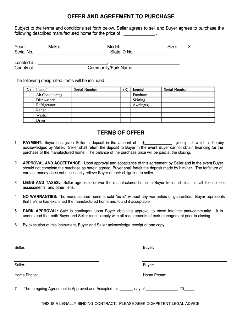 Mobile Home Purchase Agreement: Fill Out &amp;amp; Sign Online | Dochub inside Free Printable Purchase Agreement For Mobile Home