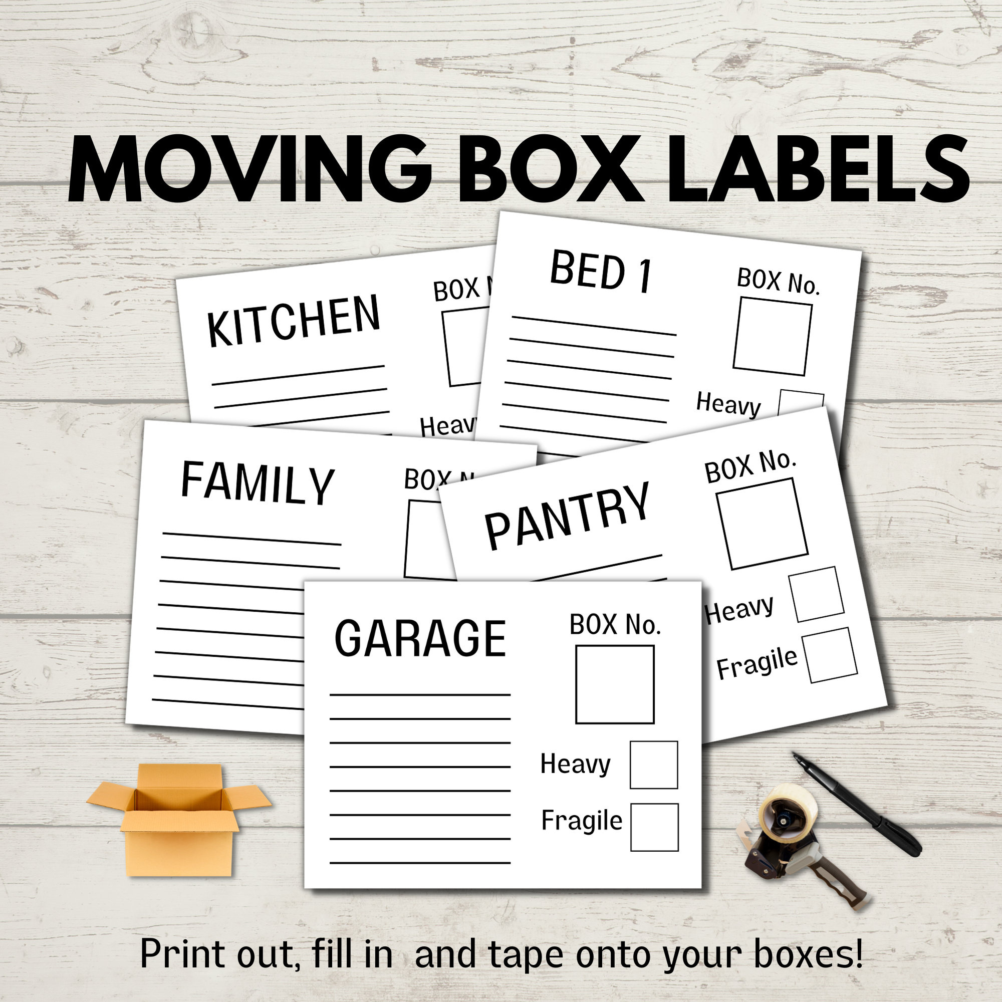Moving Box Label Printables, Instant Download Moving Box Labels To regarding Moving Box Labels Printable