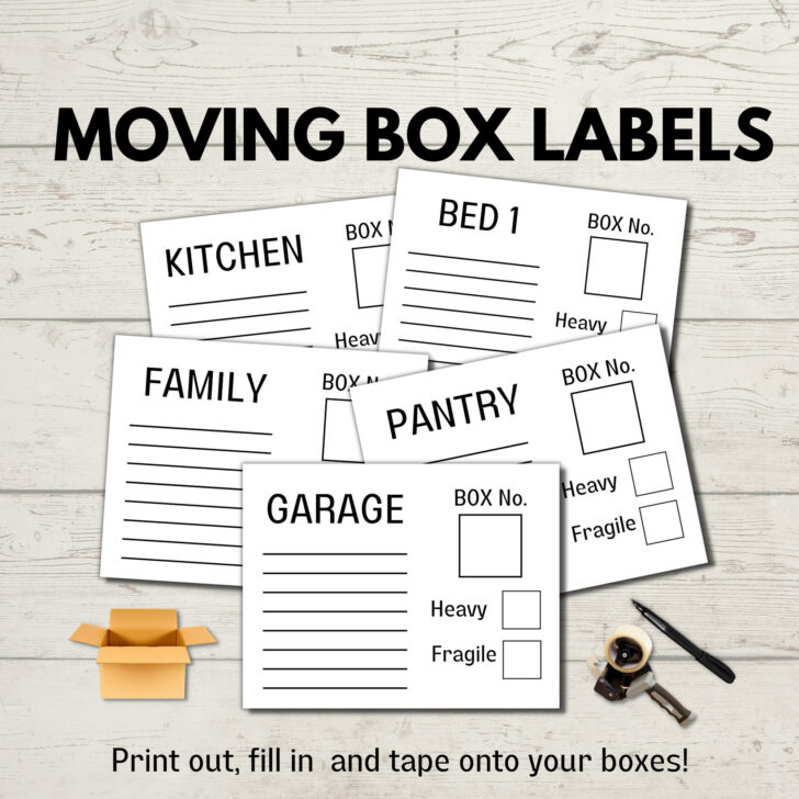 Printable Moving Box Labels