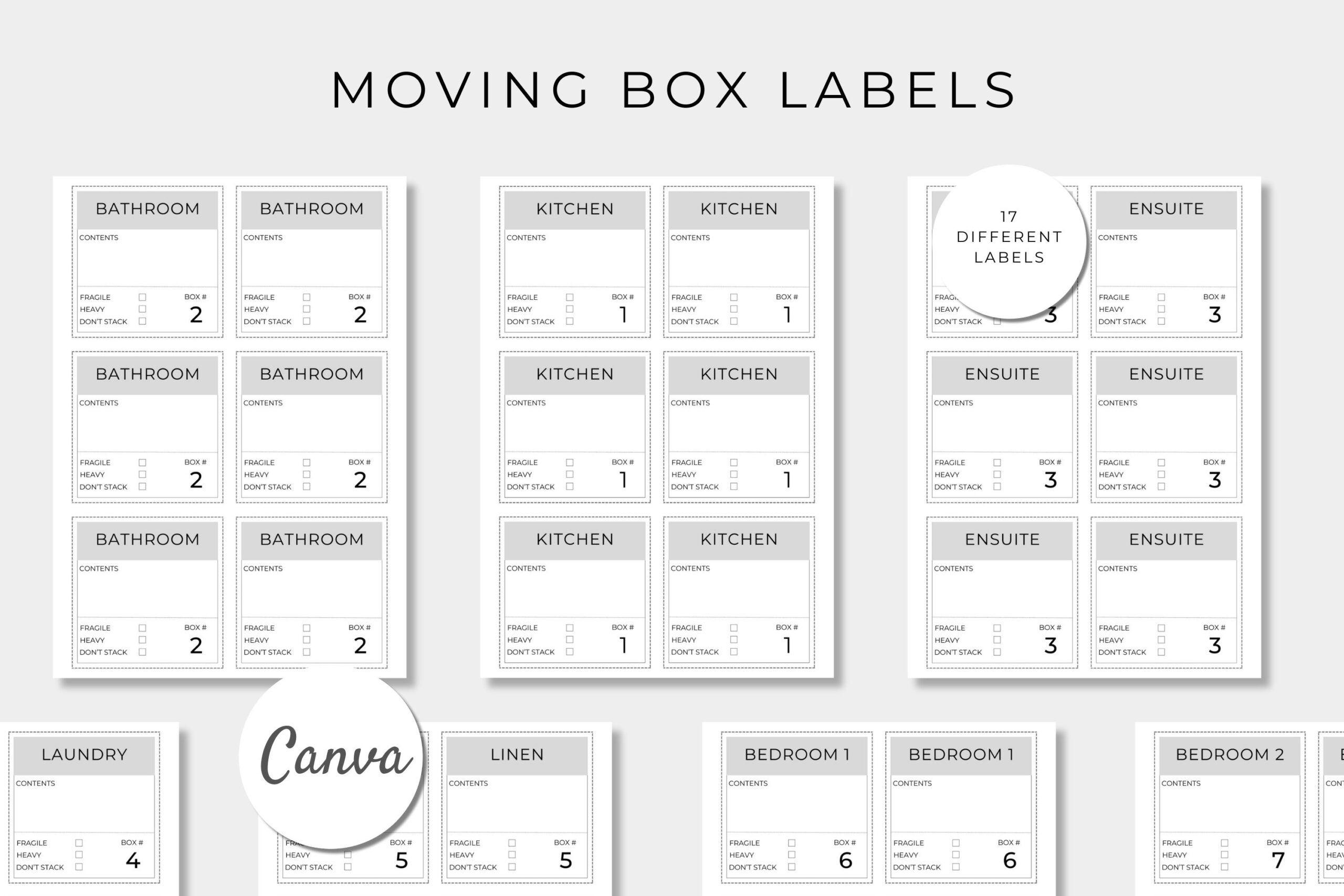 Moving Box Label Printables, Moving Organisation, Moving Labels in Printable Label For Box