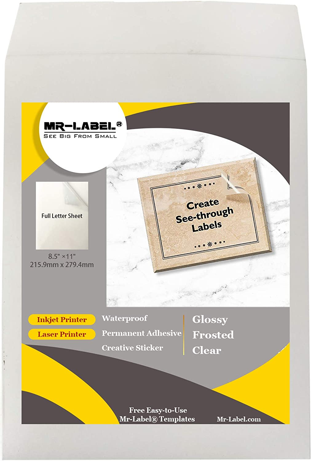 Mr-Label – Glossy Translucent Waterproof Sticker Paper – Permanent throughout Waterproof Laser Printable Labels