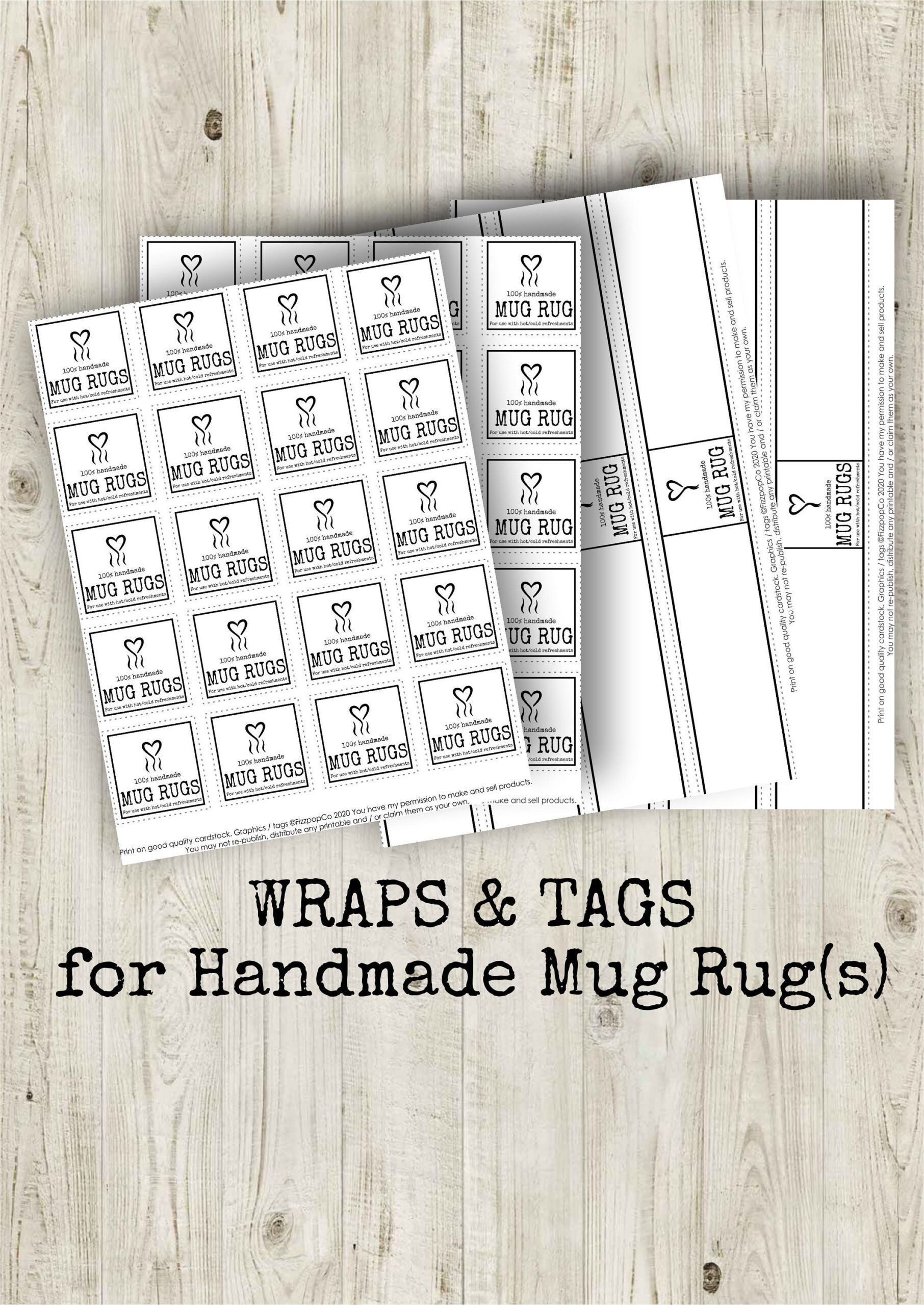 Mug Rug Tag Wrap Label For Crochet Knitting - Printable Label for Mug Rug Printable Label