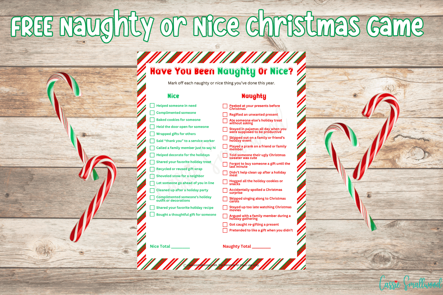Naughty Or Nice Christmas Game (Free Printable) - Cassie Smallwood within Free Printable Printable Christmas Game