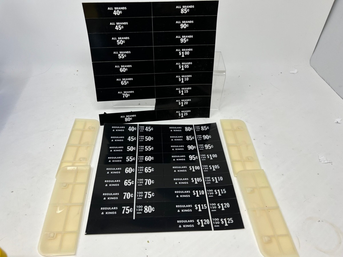 New Old Stock Price Labels Vintage Cigarette Vending Machine Tags intended for Translite Soda Label Vending Machine