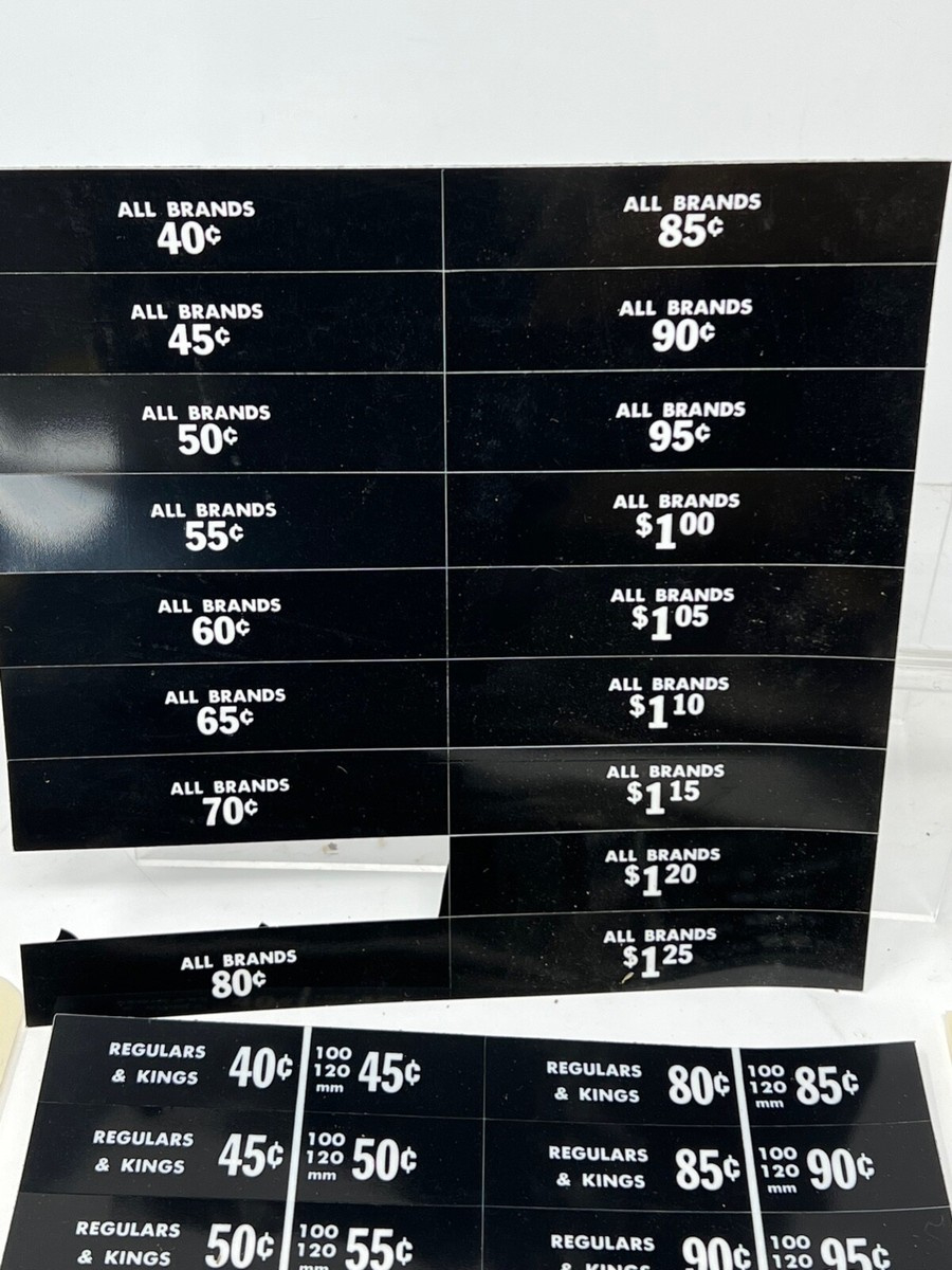New Old Stock Price Labels Vintage Cigarette Vending Machine Tags throughout Translite Soda Label Vending Machine