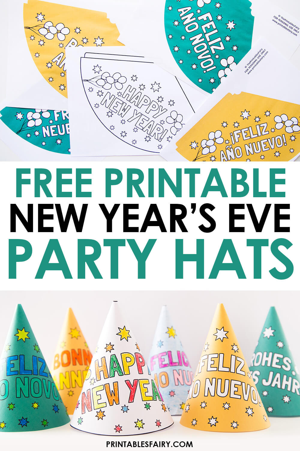 New Year&amp;#039;S Eve Printable Party Hats - The Printables Fairy throughout Free Printable Printable New Years Hats