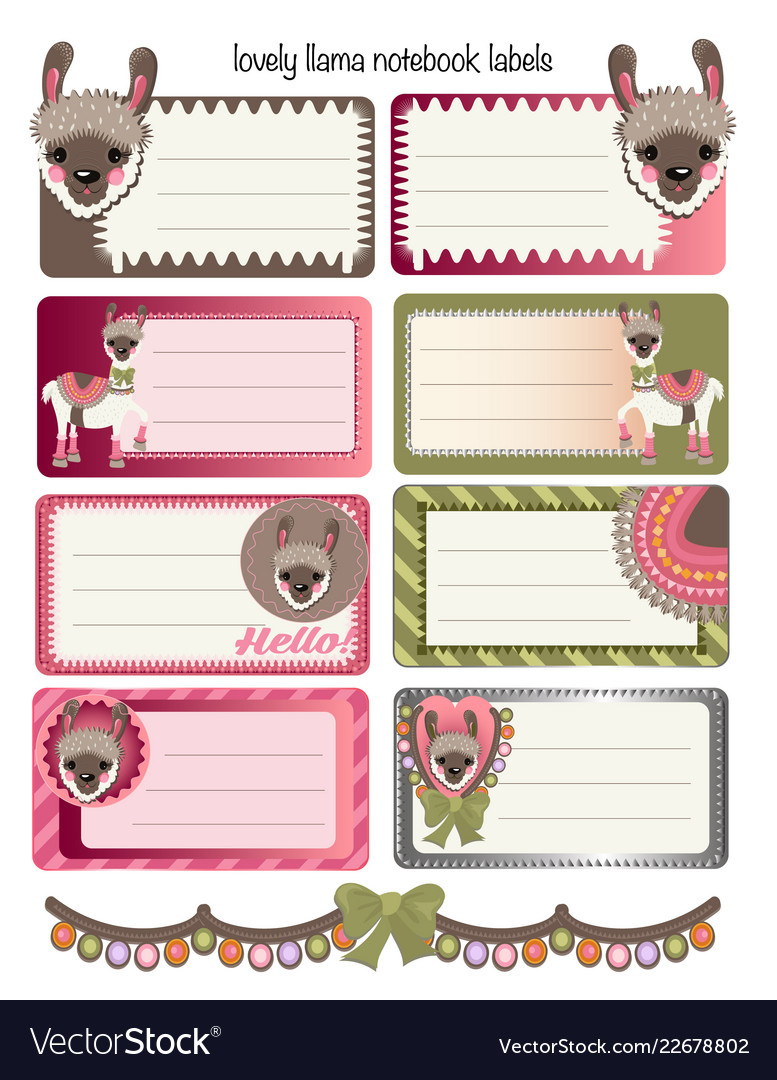 Notebook Labels Royalty Free Vector Image - Vectorstock for Printable Label Notebook