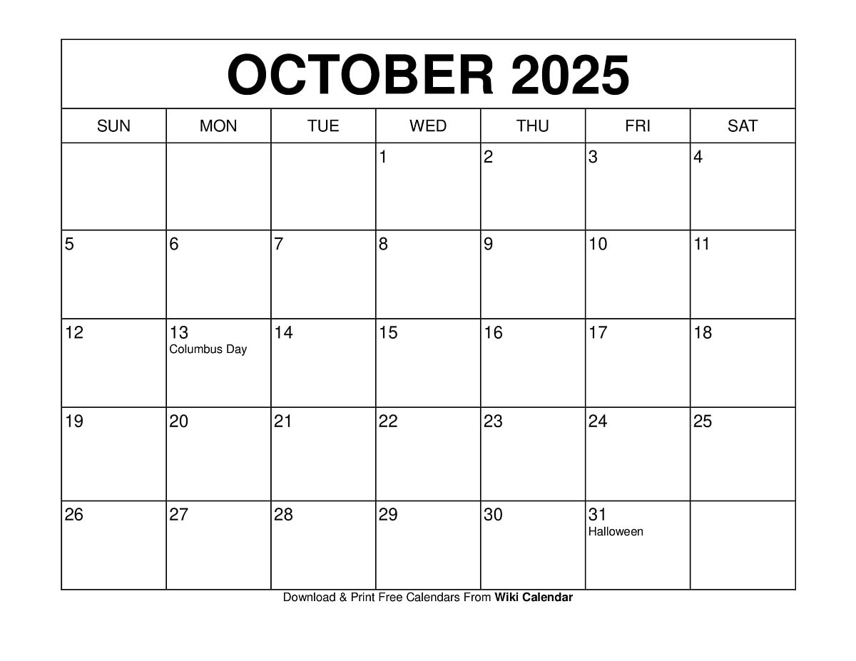 October 2025 Calendar - Printable Templates &amp;amp; More within Free Printable October Calendar 2025