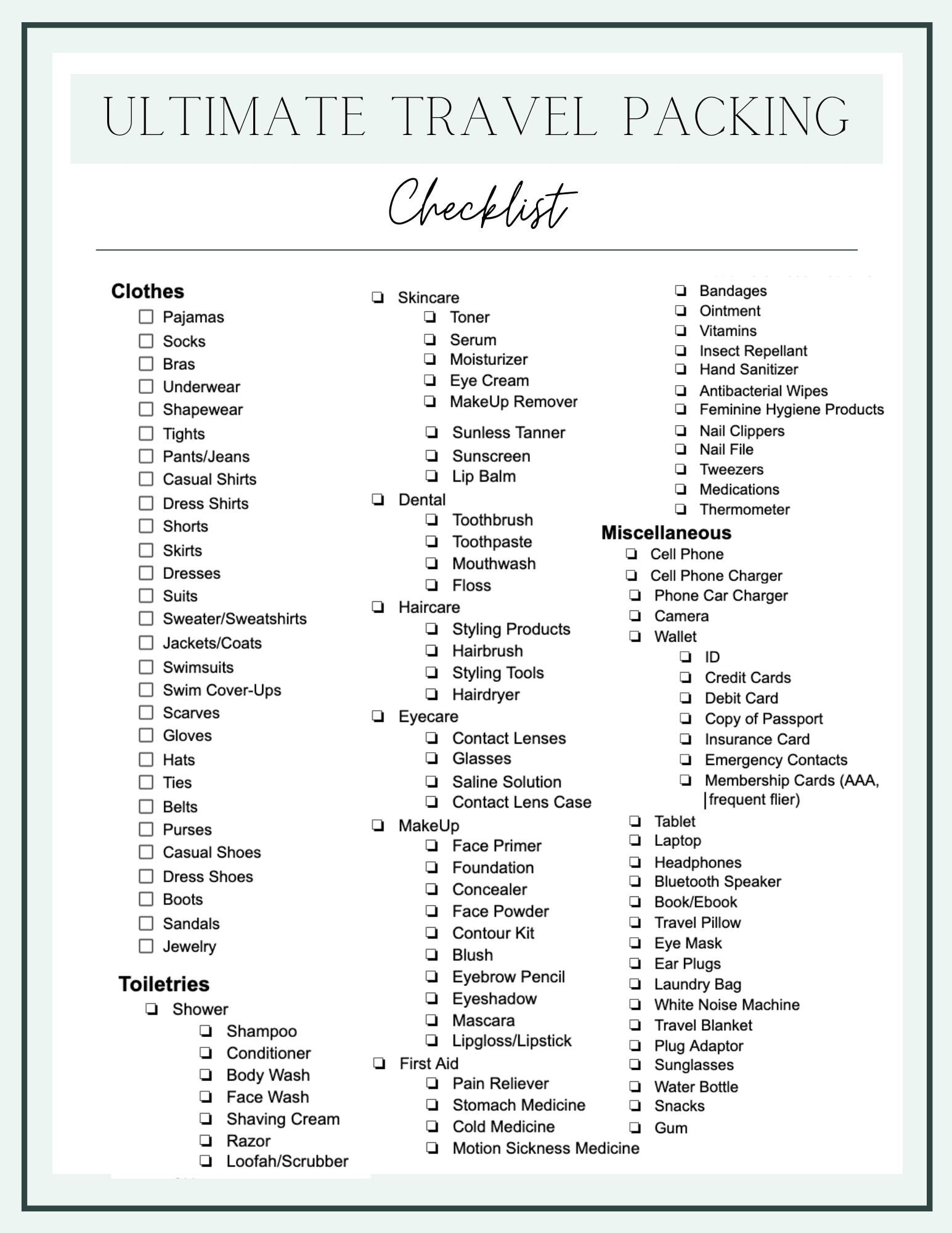 Our Road Trip Essentials &amp;amp; Travel Checklist Printable - Bless&amp;#039;Er House with Free Printable Packing List For Vacation