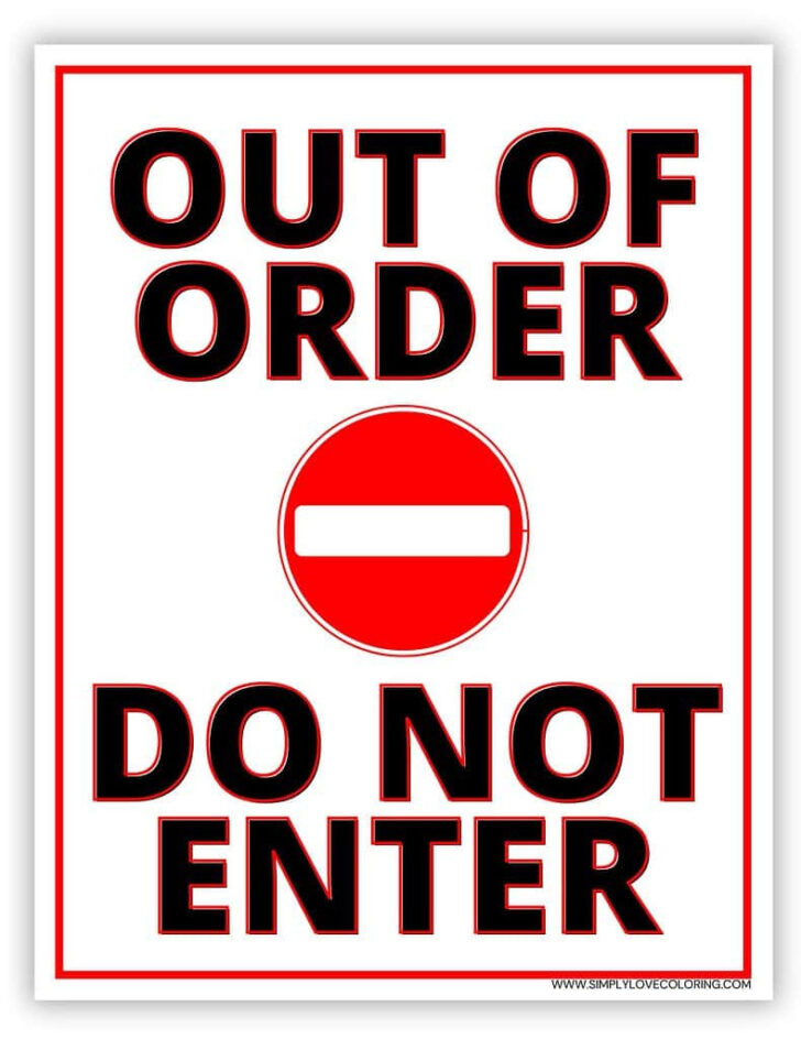 Free Printable Out of Order Sign