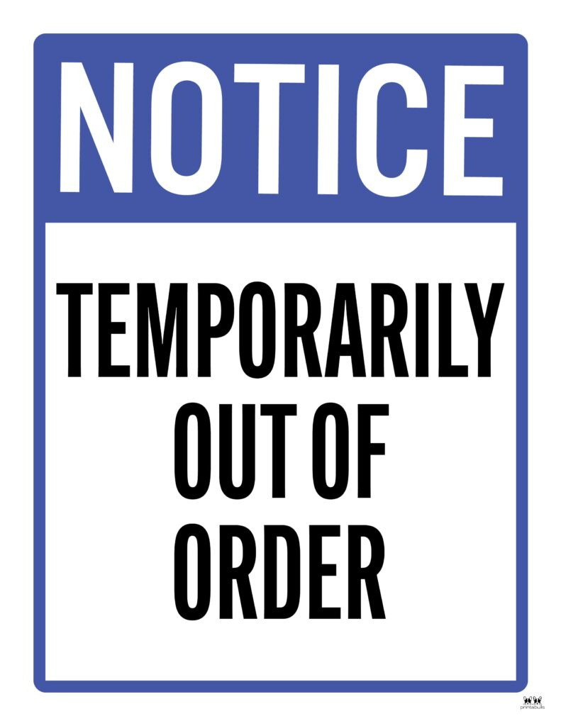 Out Of Order Signs - 25 Free Printable Signs | Printabulls with Free Printable Out Of Order Signs