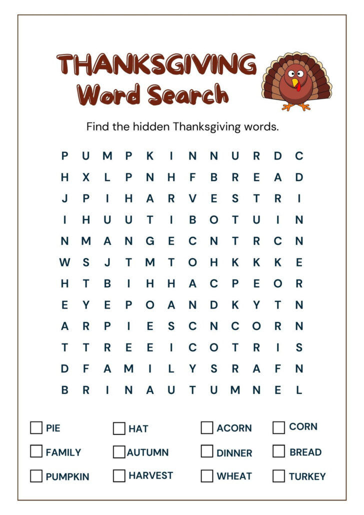 Free Printable Worksheets For Thanksgiving