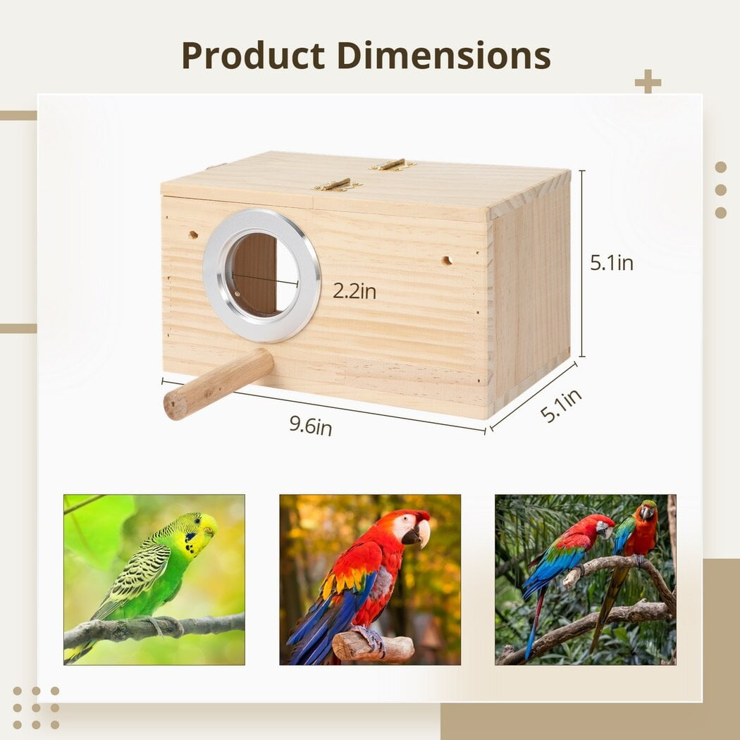 Parrot Cage Wooden Parakeet Nesting Box Acrylic Transparent Bird in Macaw Parrot Nest Box Design Template