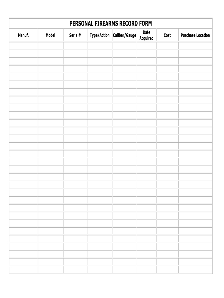 Personal Firearms Record Pdf: Fill Out &amp;amp; Sign Online | Dochub intended for Free Printable Gun Inventory Sheet