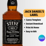 Personalized Jack Daniels Label Template   Etsy.de Inside Jack Daniels Printable Label