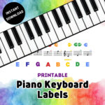 Piano Keyboard Labels   Piano Stickers For Beginners   Print, Cut Intended For Piano Key Labels Printable