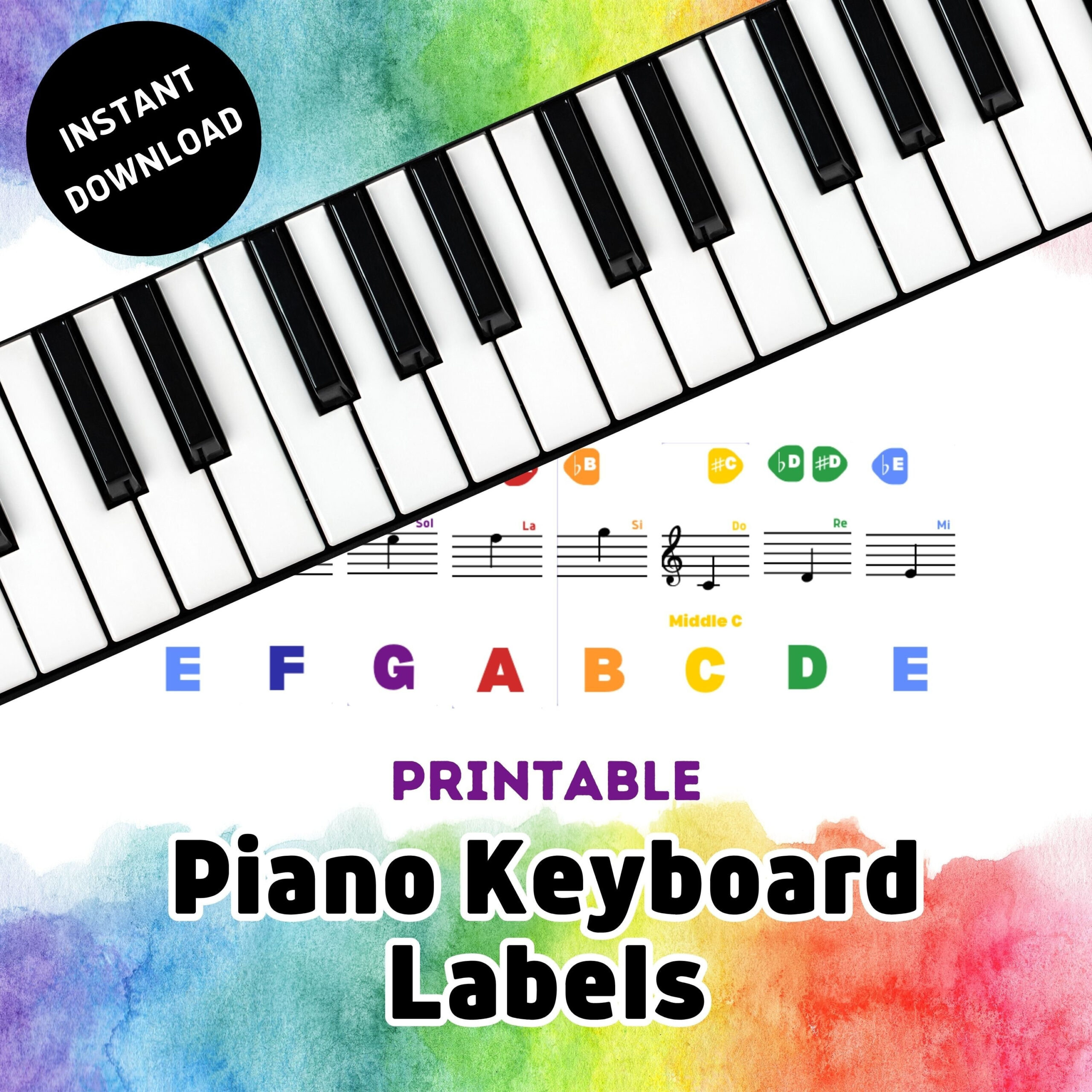 Piano Keyboard Labels - Piano Stickers For Beginners - Print, Cut intended for Piano Key Labels Printable