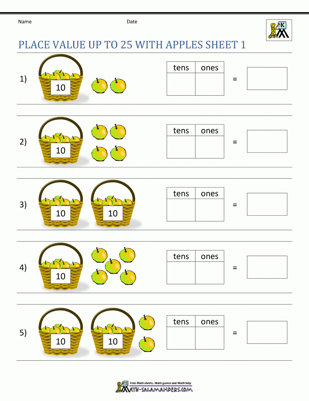 Place Value Worksheets For Kindergarten for Free Printable Place Value Sheets