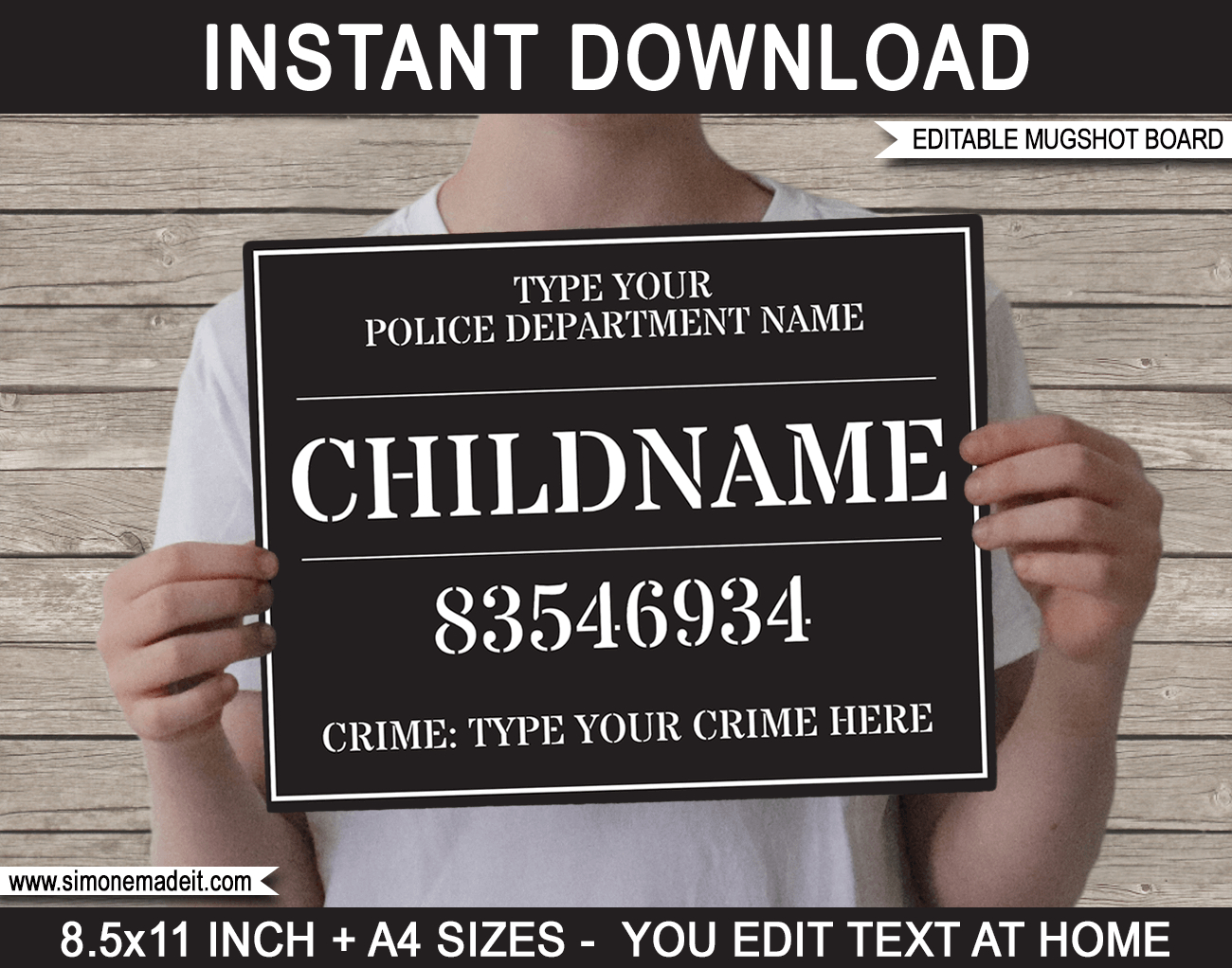 Police Party Mugshot Backdrop &amp;amp; Mugshot Sign Board intended for Free Printable Jail Sign Template