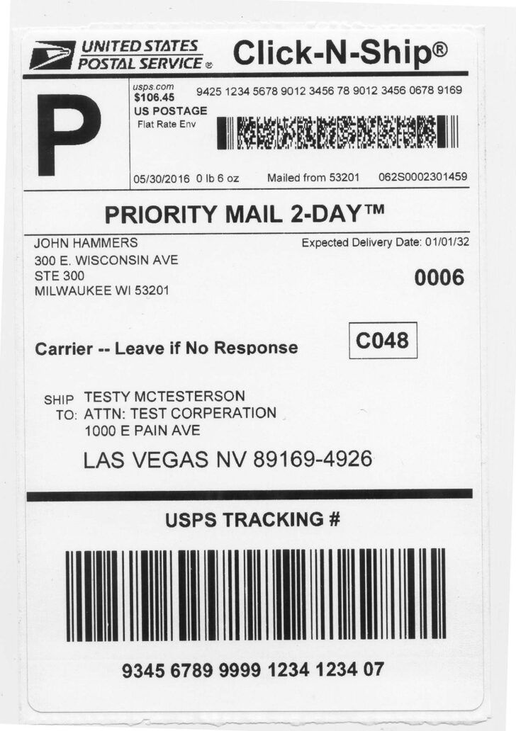 USPS Printable Label