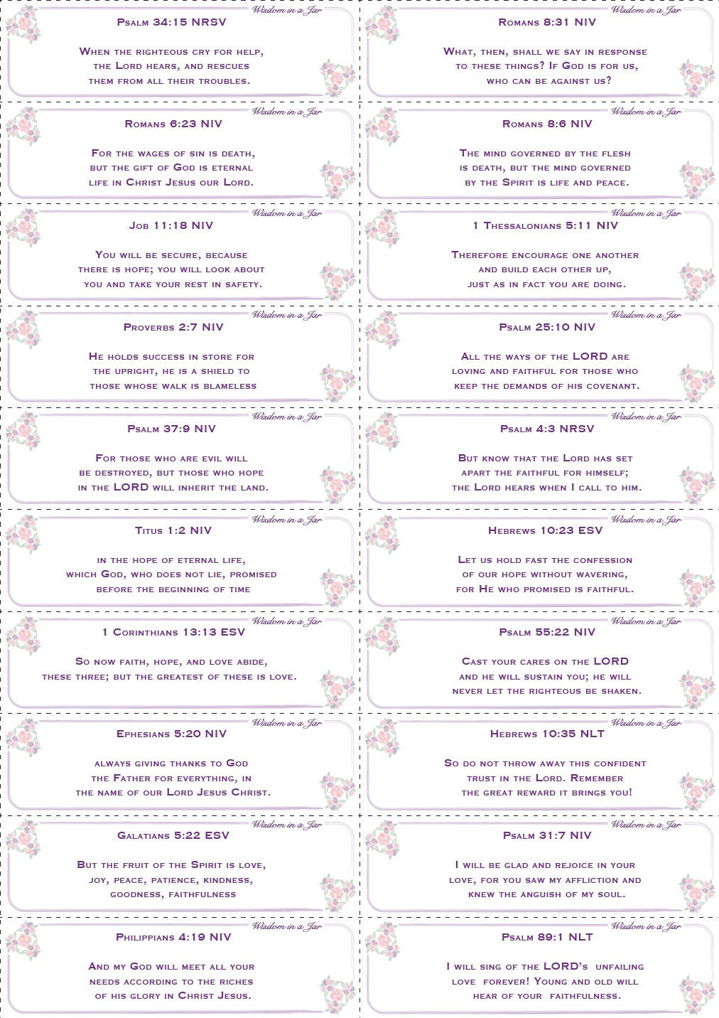 Printable 365 Bible Verses Of Encouragement For Jar Gift inside Free Printable 365 Bible Verses Printable