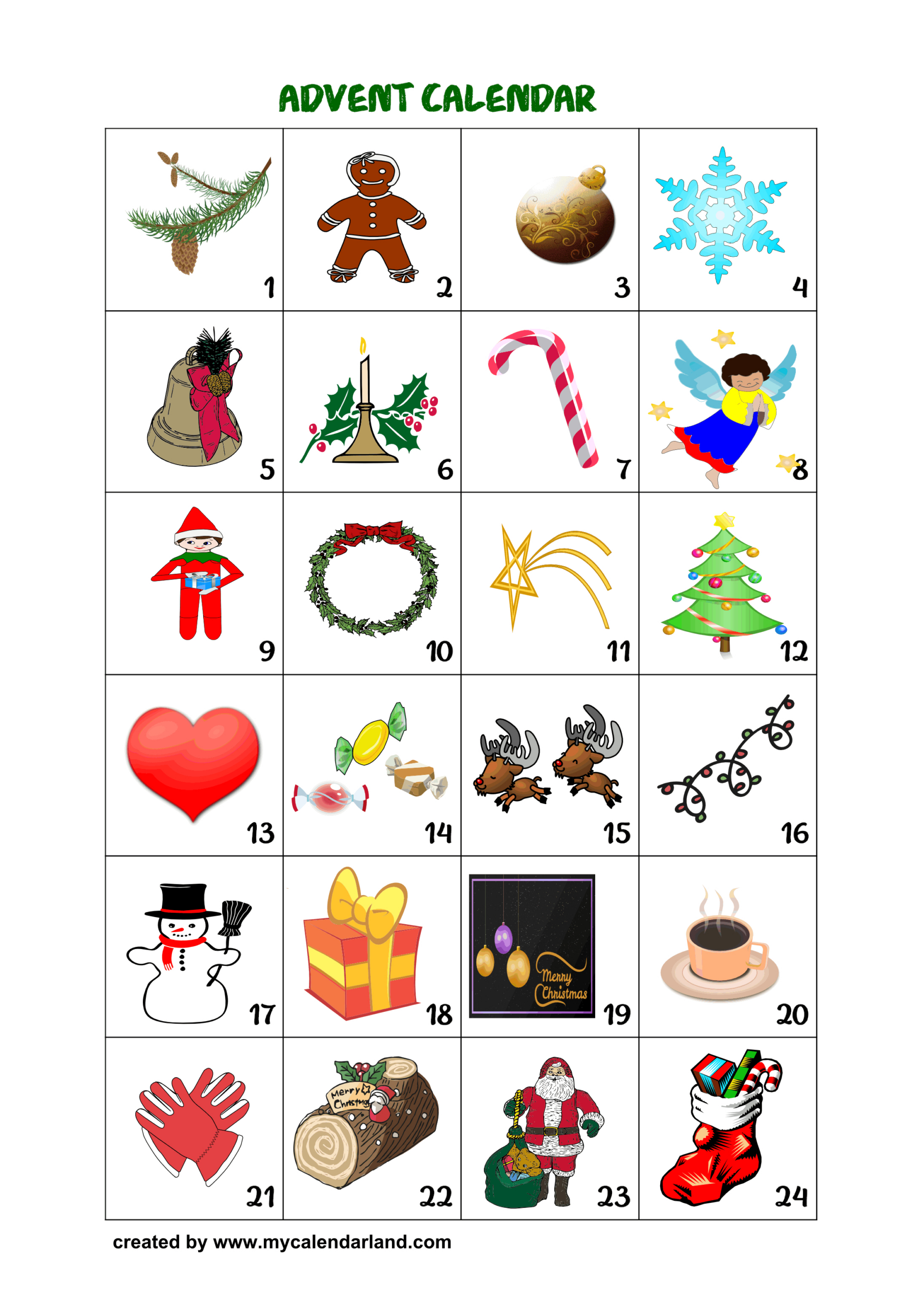 Printable Advent Calendars – My Calendar Land inside Free Printable For Advent Calendars