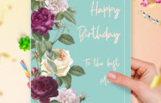 Printable Birthday Card For Mom With Peony Template Editable Online throughout Free Printable Birthday Cards For Mother