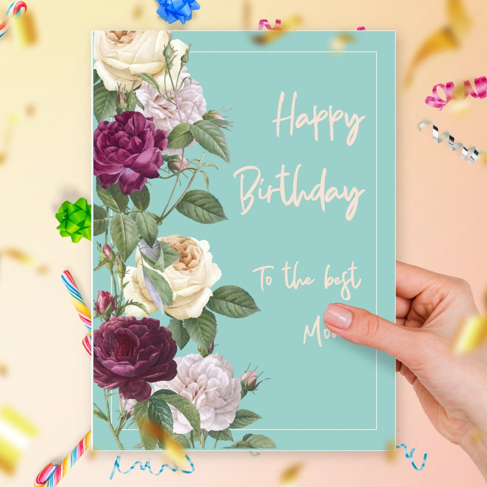 Printable Birthday Card For Mom With Peony Template Editable Online throughout Free Printable Birthday Cards For Mother