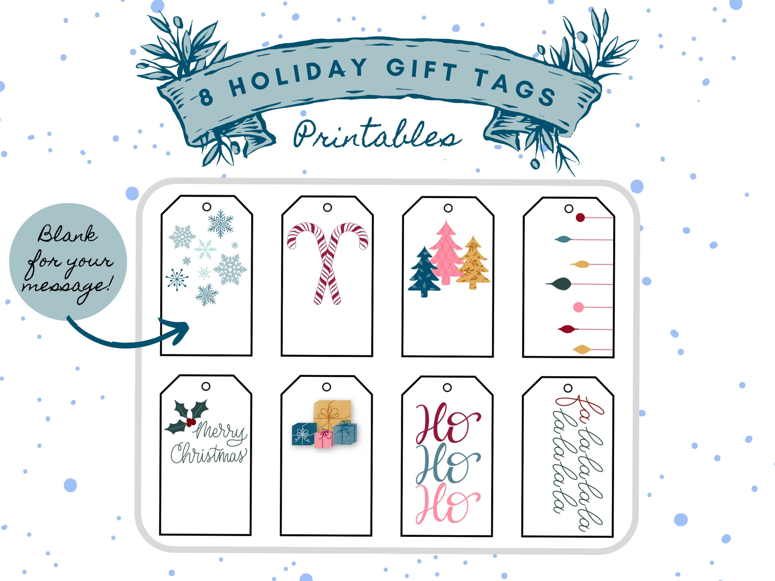 Printable Christmas Gift Tags | Holiday Tags | Set Of 16 | Instant in Printable Xmas Gift Labels