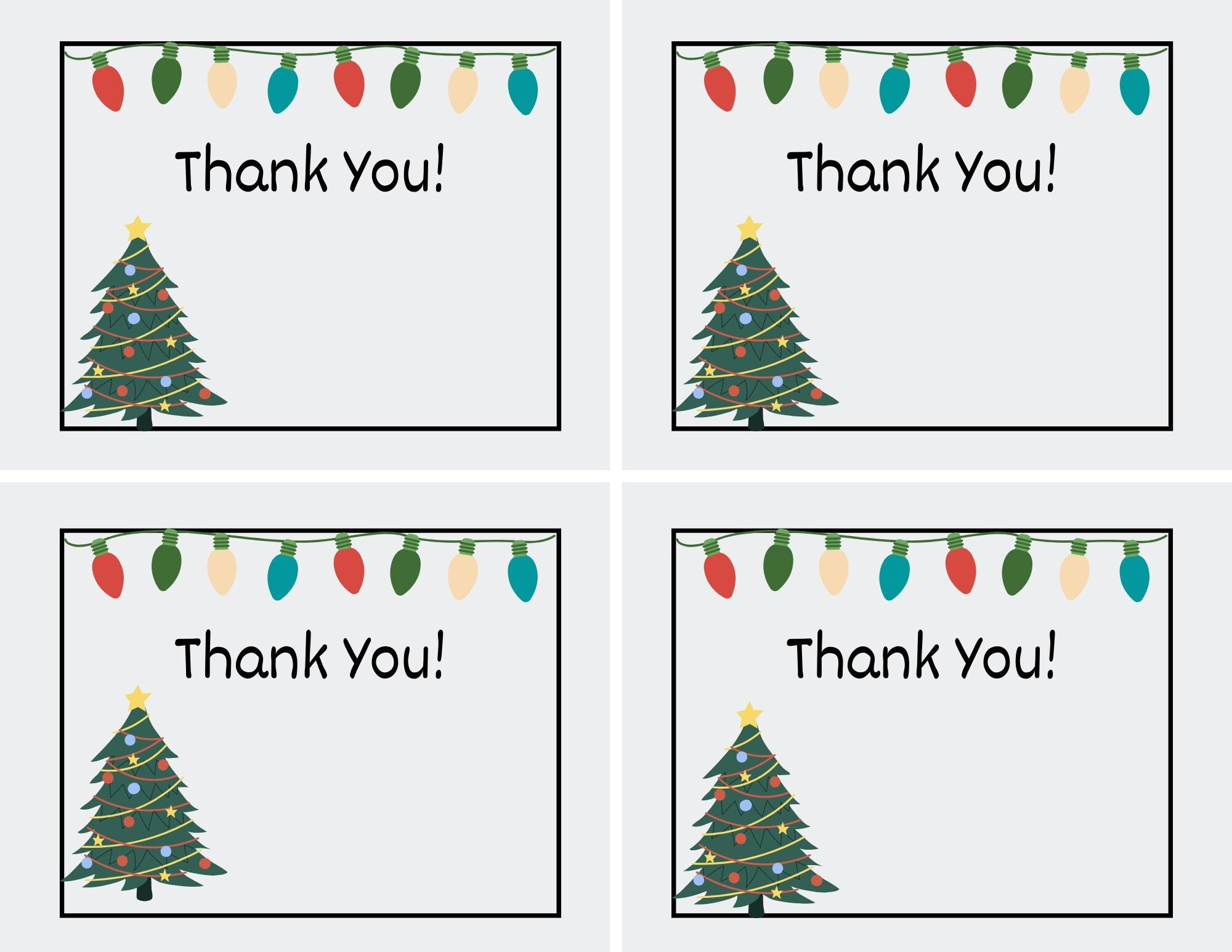 Printable Christmas Thank You Cards For Teachers, Students, Or regarding Free Printable Thank You Cards For Christmas