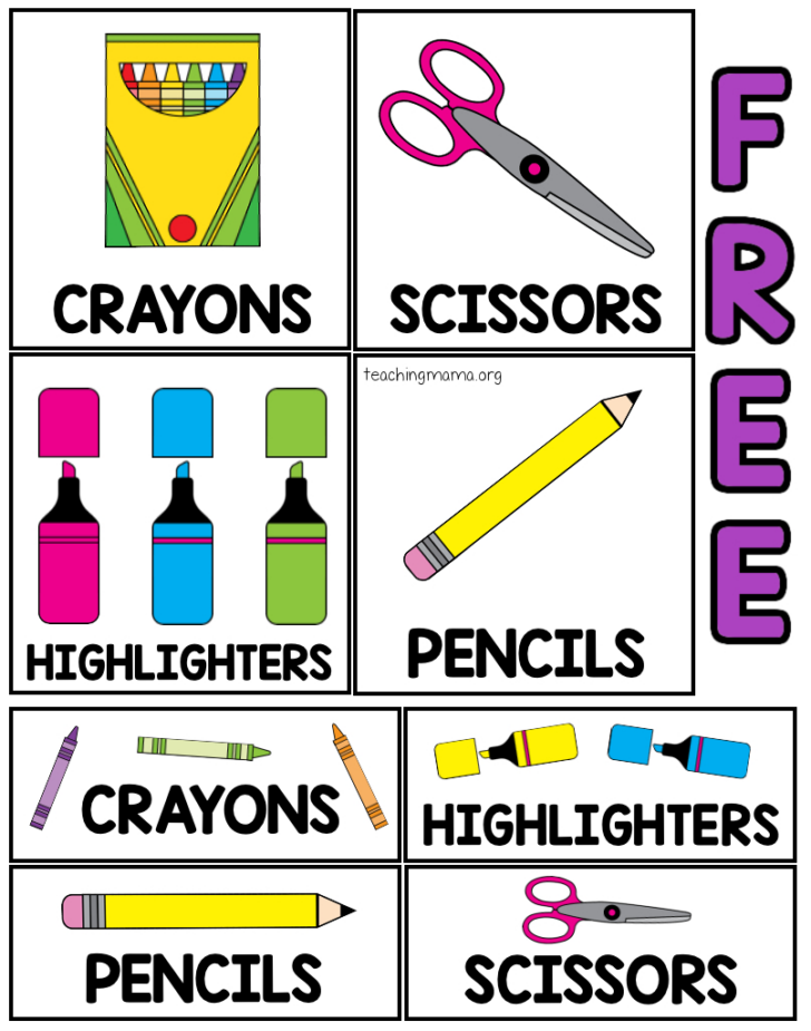 School Supply Labels Printable Free