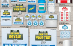 Printable Fortnite Birthday Party Decorations &amp; Invitations regarding Free Printable Fortnite Drop Label