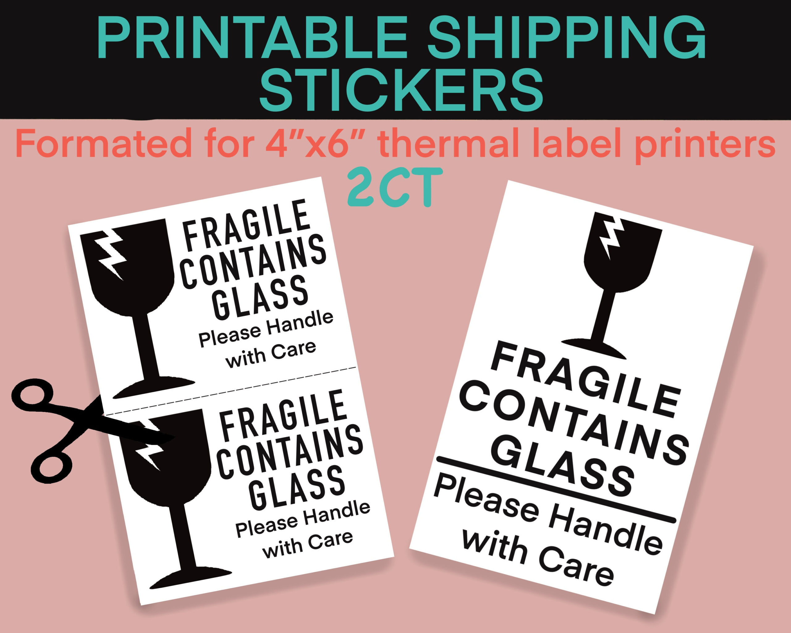 Printable Fragile Contains Glass Stickers: 4X6 Thermal Label with regard to Glass Fragile Label Printable
