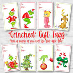 Printable Grinch Gift Tags, Grinch Christmas Gift Tags, 8 Designs Inside Free Printable Grinch Labels