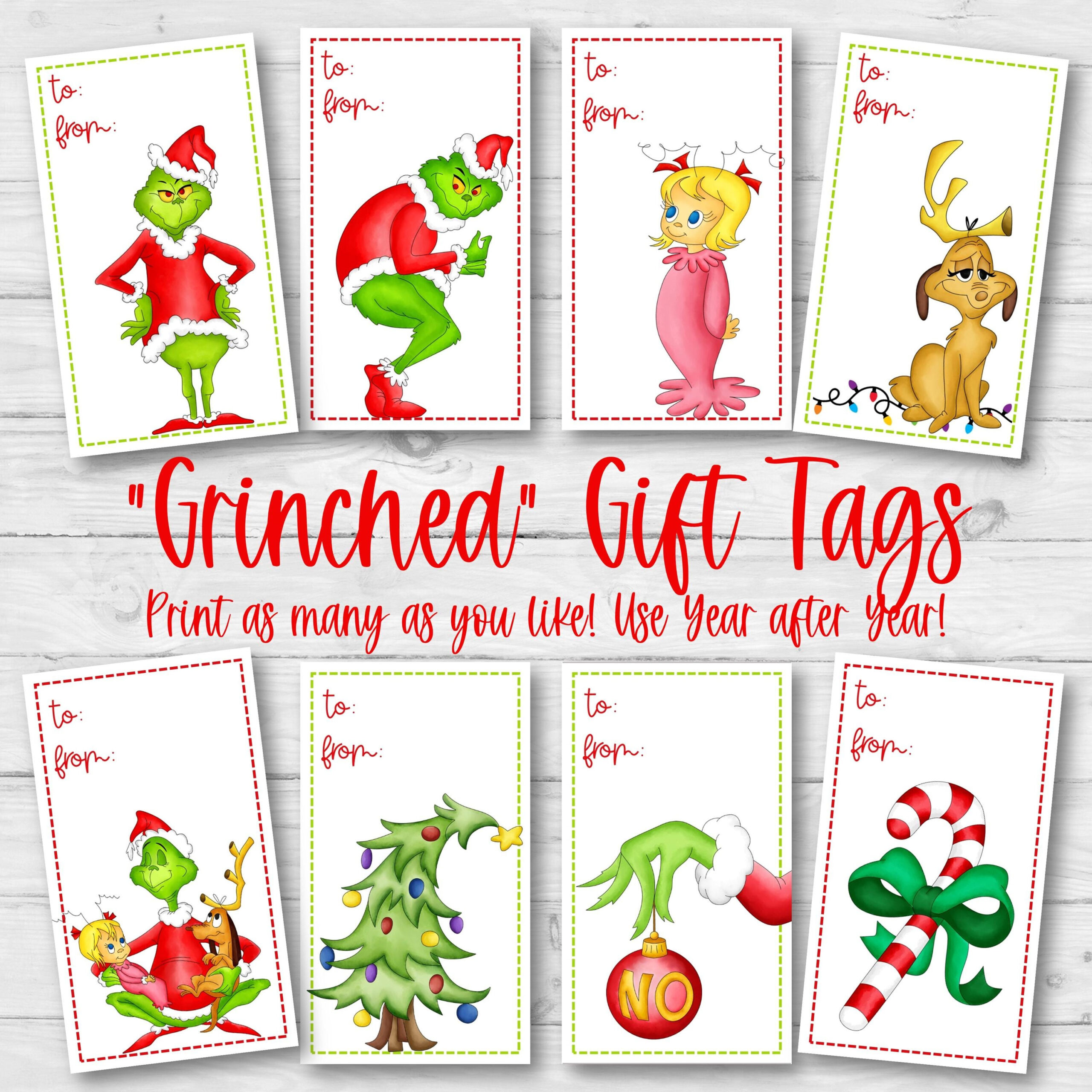 Printable Grinch Gift Tags, Grinch Christmas Gift Tags, 8 Designs inside Free Printable Grinch Labels