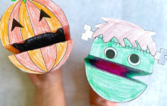 Printable Halloween Puppets - Easy Halloween Coloring Crafts regarding Free Printable Halloween Paper Crafts Templates