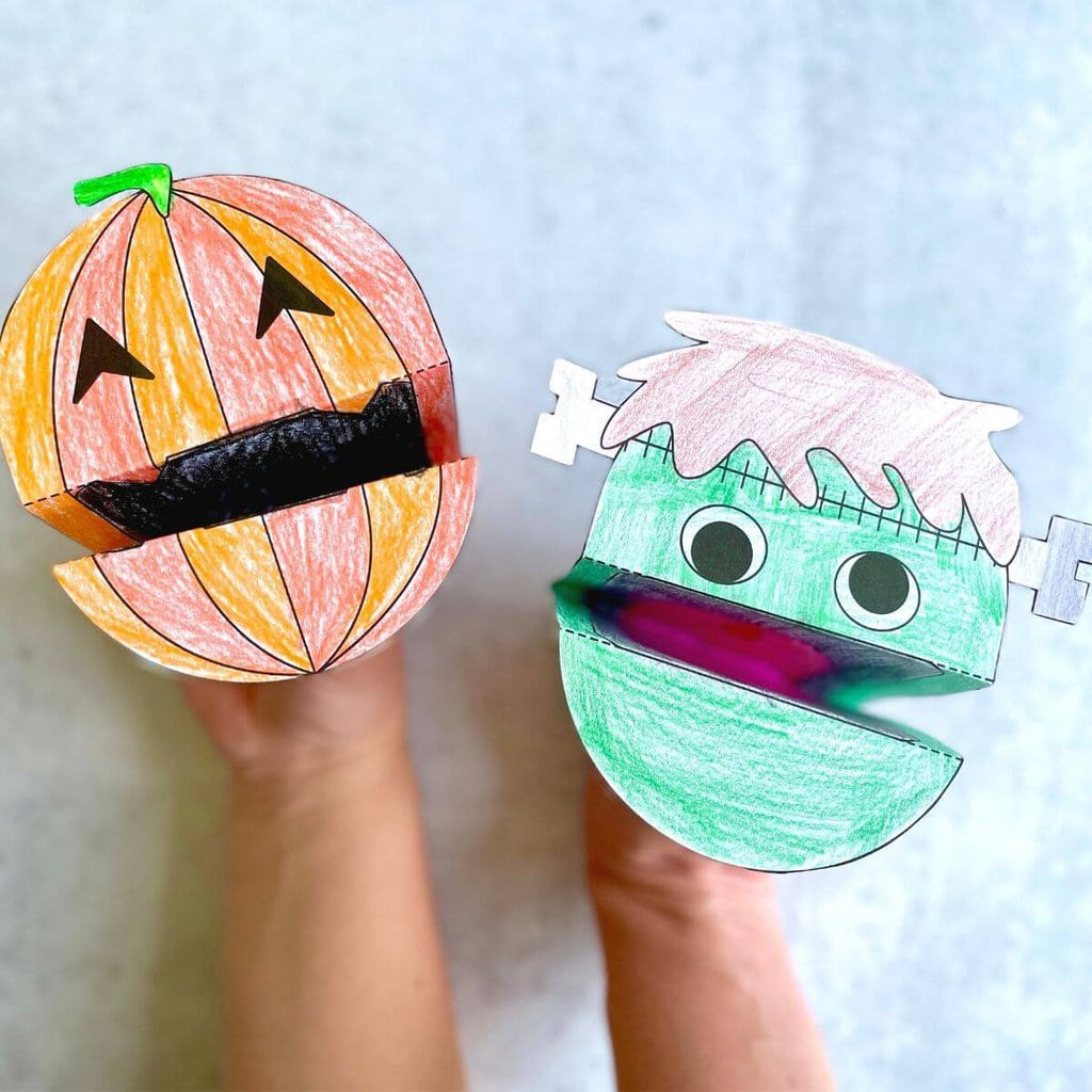 Printable Halloween Puppets - Easy Halloween Coloring Crafts regarding Free Printable Halloween Paper Crafts Templates