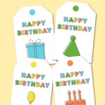 Printable Happy Birthday Gift Tags   Chevron Lemon With Printable Birthday Labels Free