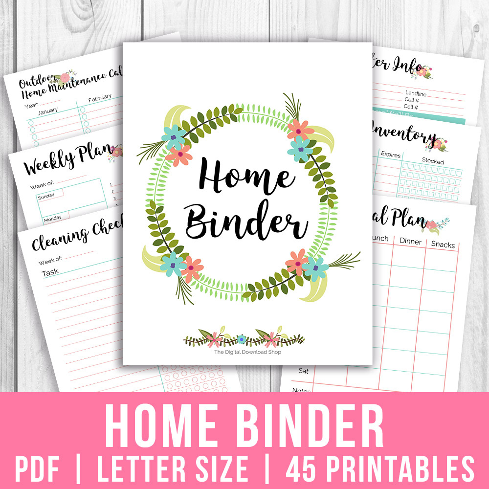 Printable Home Management Binder- Floral for Free Printable For Home Management Binder