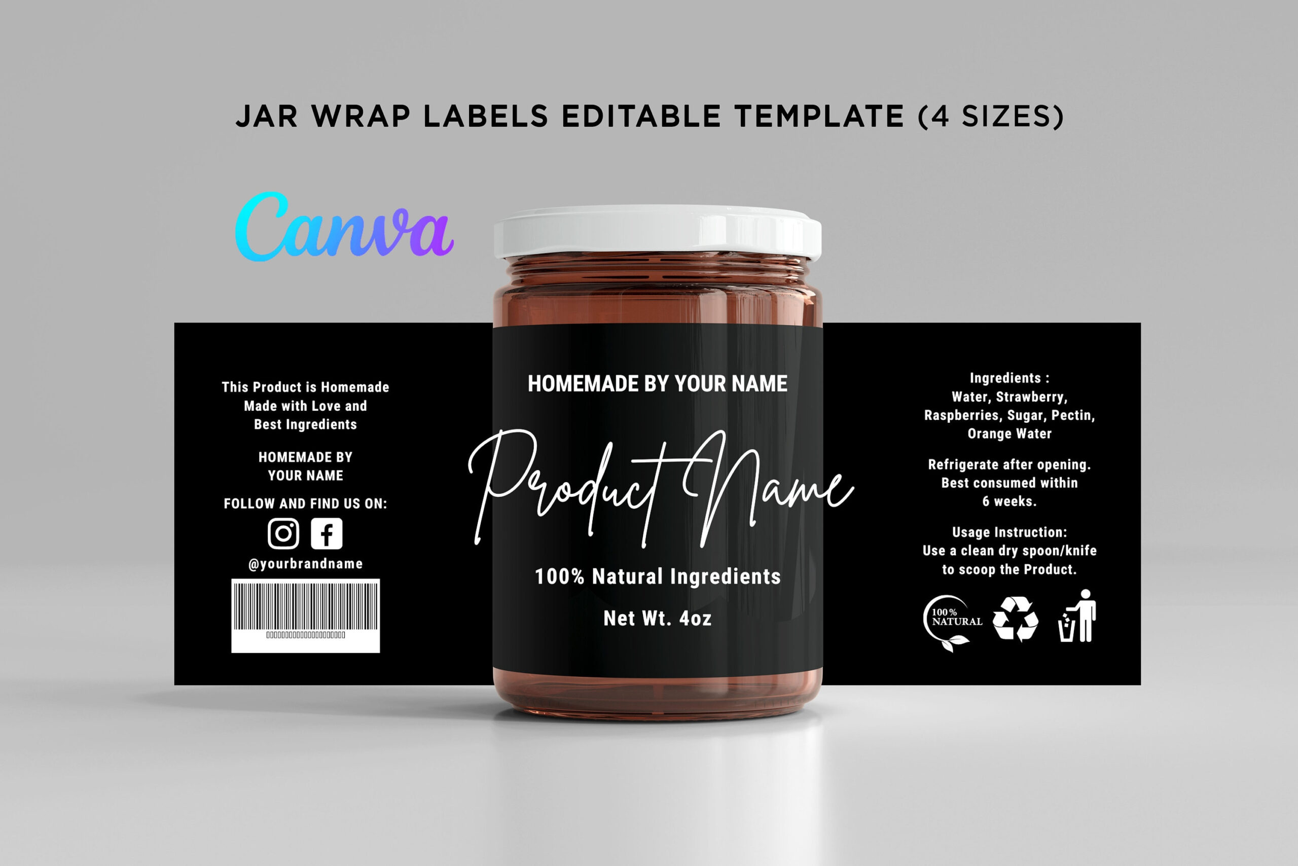 Printable Jar Label Wrap Around Stickers, Mason Jar Labels intended for Printable Label Stickers For Jars