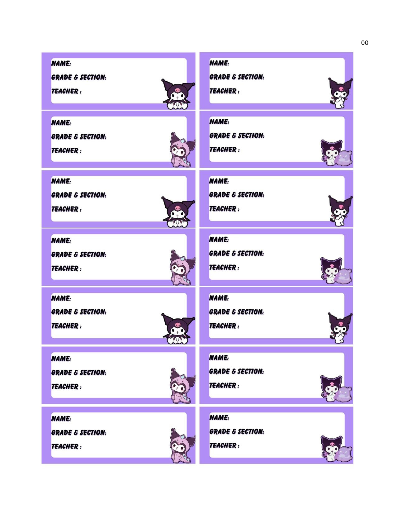 Printable Kuromi Subject Labelbactasacarol - Raket.ph for Kuromi Subject Label Printable
