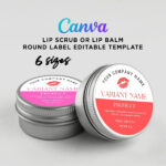 Printable Lip Balm Round Label Sticker, Lip Scrub Labels, Cosmetic Intended For Printable Lip Balm Labels