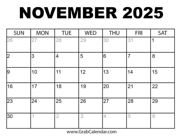 Free Printable November 2025 Calendar