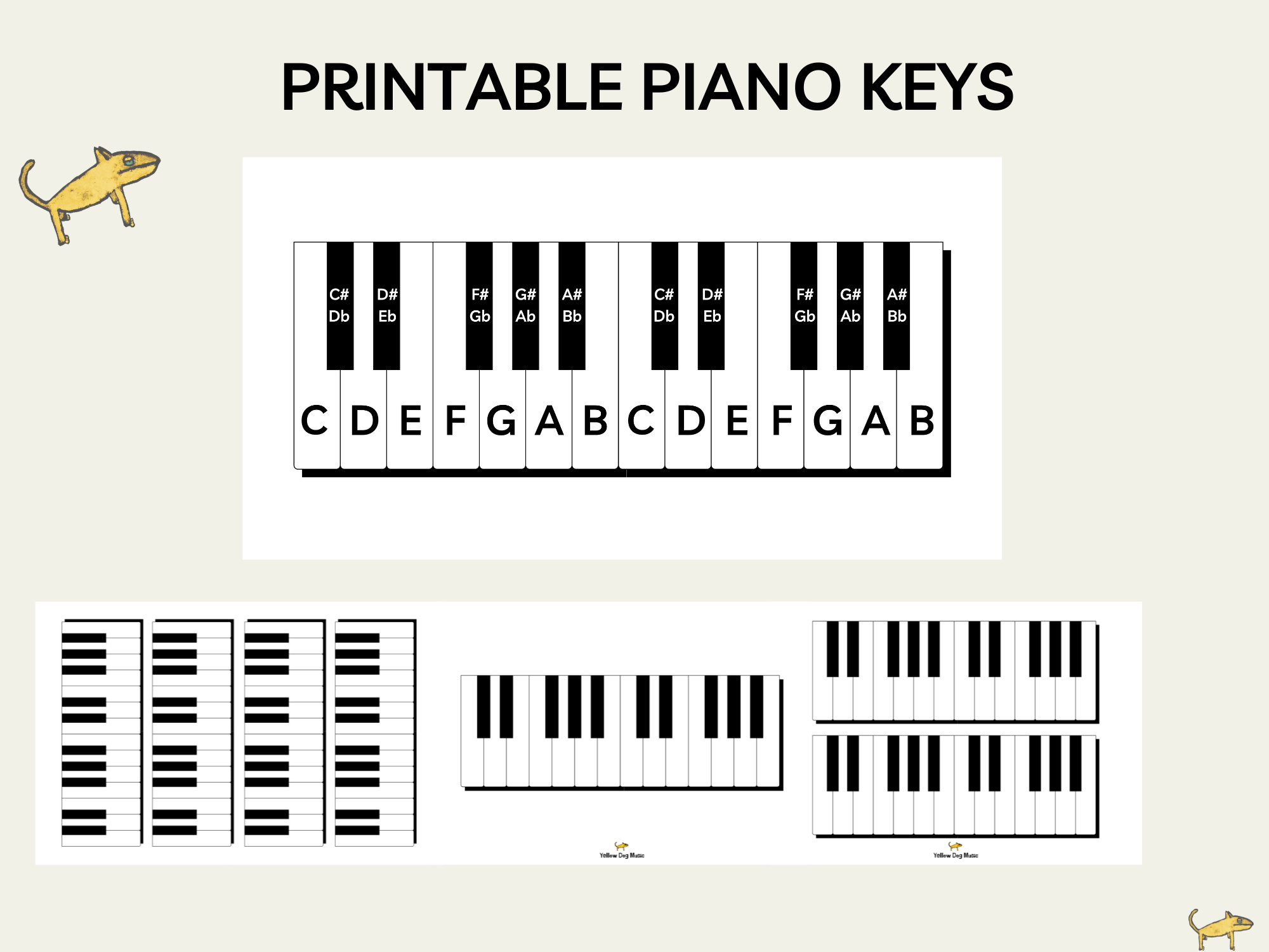 Printable Piano Keys, Music Education, Music Note Value, Music with Piano Keys Labeled Printable