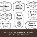 Printable Potion Bottle Labels, Vintage Apothecary Tags, Easy Intended For Potion Bottle Labels Printable