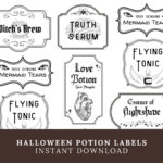 Printable Potion Bottle Labels, Vintage Apothecary Tags, Easy Intended For Printable Potion Bottle Labels